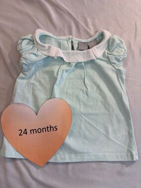 Tahari - 24 mo - Mint Green Kids Blouse/shirt with White Ruffled Collar